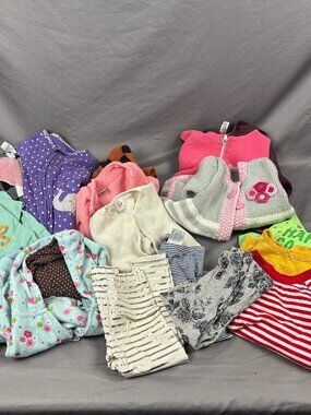 Lot of 18 Month Girls Winter Clothes 16 Piece Bundle PJs, Shirts, Pants, Jackets